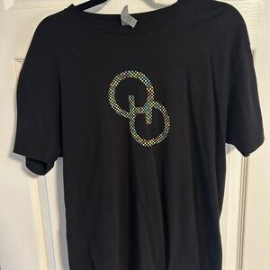 Black T-Shirt with Colorful Circle Design